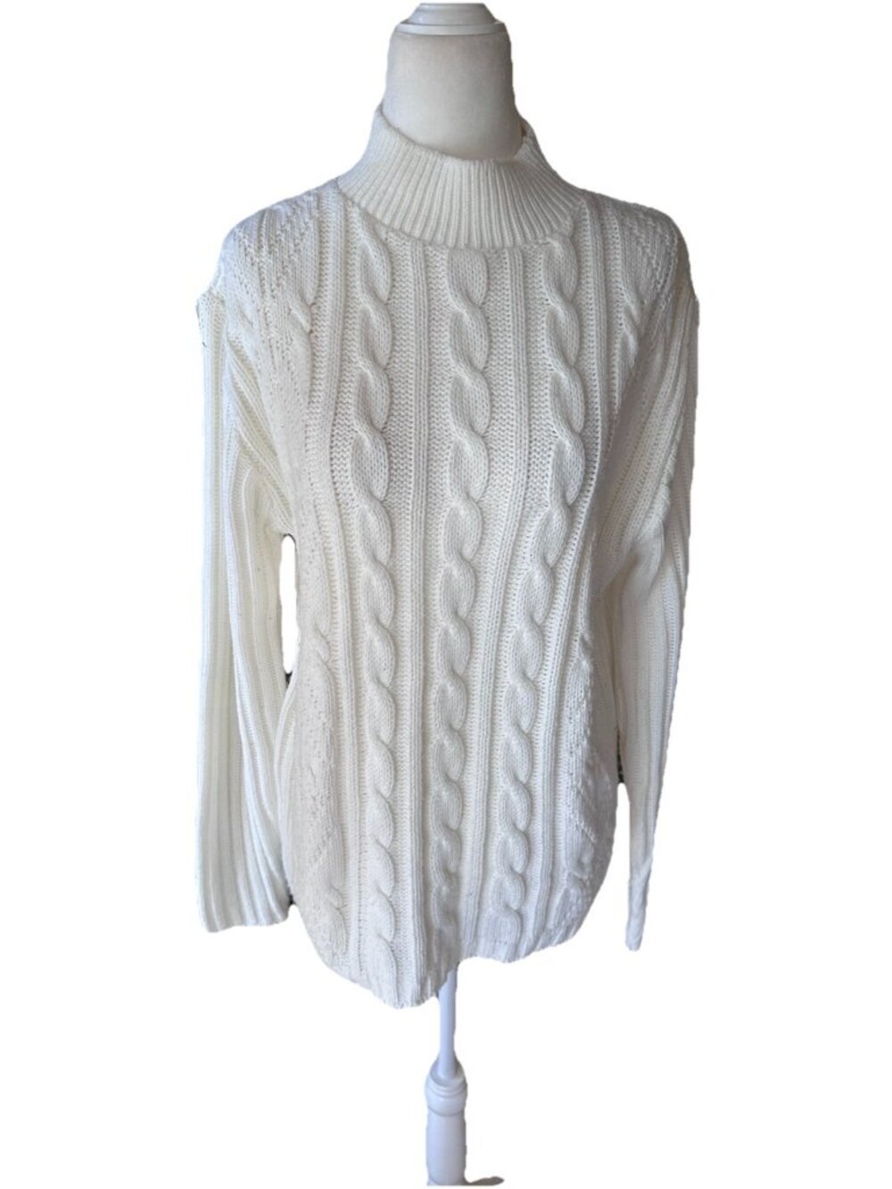 Vintage Carly Blake Sweater Women L Made In USA Acrylic Cable Knit Classic